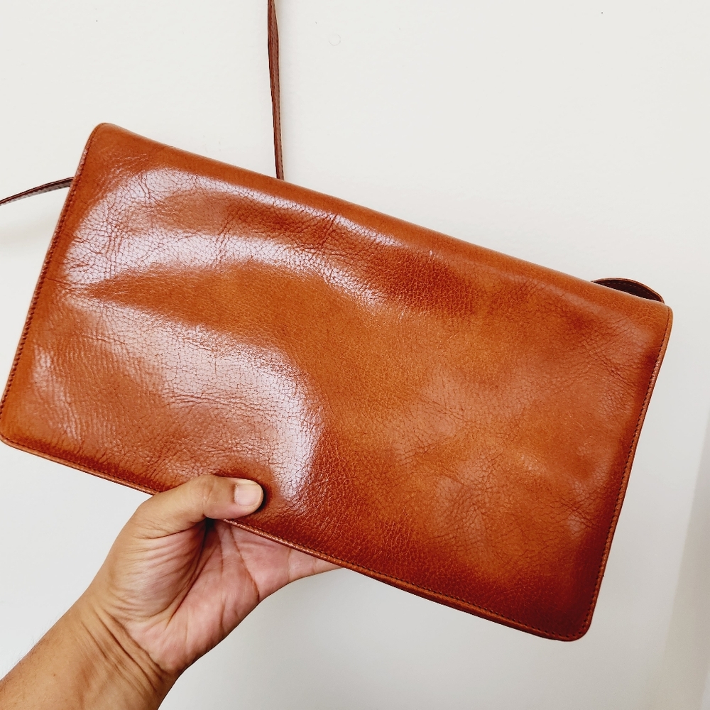 Fine Vintage Gasparini Italian Tan Leather Shoulder Bag Purse